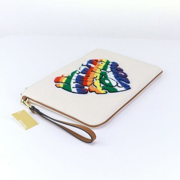 NWT Michael Kors RAINBOW LGBTQ Pride Large Zip Clutch Pouch - Picture 9 of 15